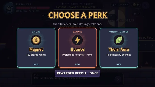 The perk altar offering Magnet, Bounce and Thorn Aura.